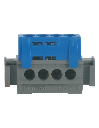 Bornier 1 fonction 4 trous neutre bleu