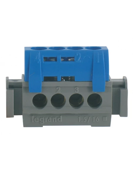 Bornier 1 fonction 4 trous neutre bleu