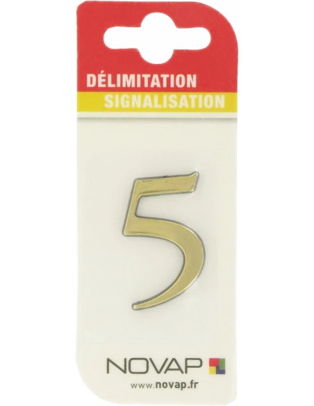 Adhésif plastique en relief coloris or '5'