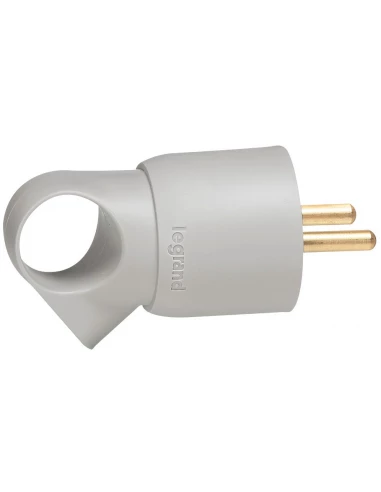 Fiche plastique avec anneau 2p+t 16 a male gris