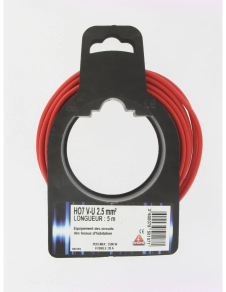 Fil h07 v-u 2,5 mm 5 rouge