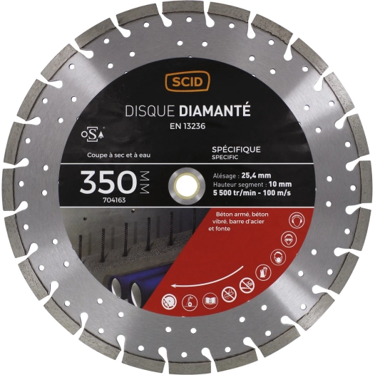 Disque ventillé béton métal 350 25,4/20