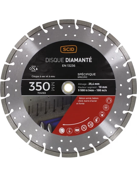 Disque ventillé béton métal 350 25,4/20