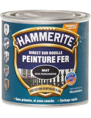 Peinture mat ferronerie noire 250 ml - HAMMERITE