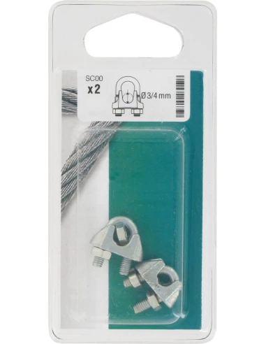 Serre-cable à étrier acier 3 à 4mm - 2 pièces