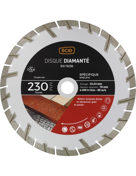 Disque matériaux durs et abrasifs 230 22,23