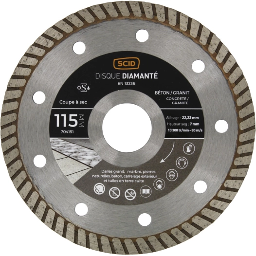 Disque béton granit crénelé 115 22,23