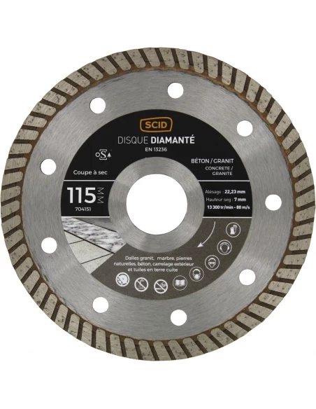 Disque béton granit crénelé 115 22,23