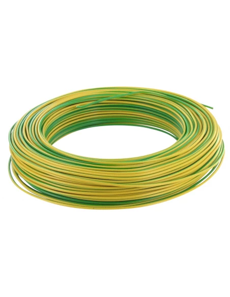 Fil électrique H07 v-u 1,5 mm² couronne 100 m vert / jaune