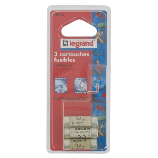 Cartouche domestique à voyant avec témoin de fusion 16 31,5 x 10,3 3