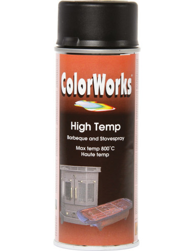 Peinture haute température aérosol 400ml h temp noir - 8711347009107 - Colorworks - 600926