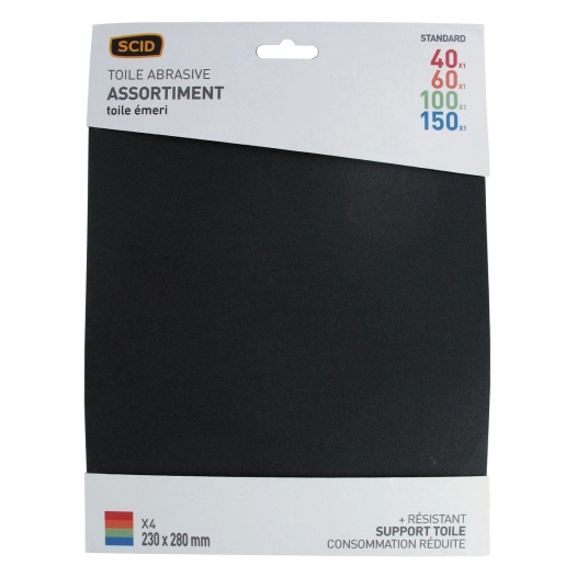 Toile émeri 230 x 280 mm 40 x 1 / 60 x 1 / 100 x 1 / 150 x 1 4