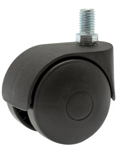 Roulette twiny noire à tige filetée pivotante 62 x 50