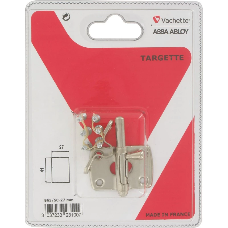 Targette pêne rond nickelée 27 h (mm)