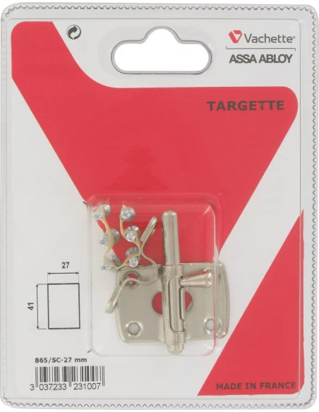 Targette pêne rond nickelée 27 h (mm)