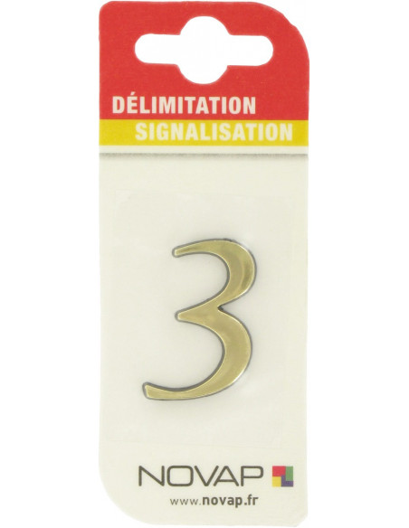 Adhésif plastique en relief coloris or '3'