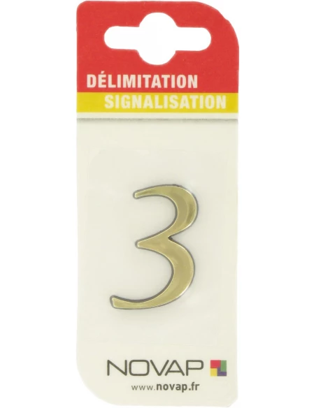 Adhésif plastique en relief coloris or '3'