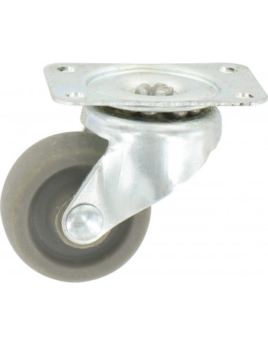 Roulette mini roll à platine pivotante roue plastex gris 42 x 32