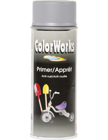 Apprêt Gris Aérosol 400ml Préparation de surface rapide et uniforme - Colorworks
