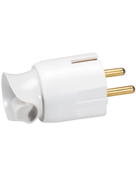 Fiche plastique à orientation du cable 2p+t 16 a male blanc