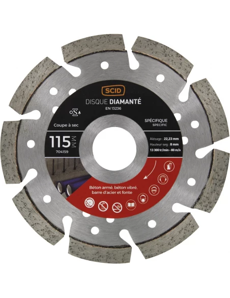 Disque ventillé béton métal 115 22,23