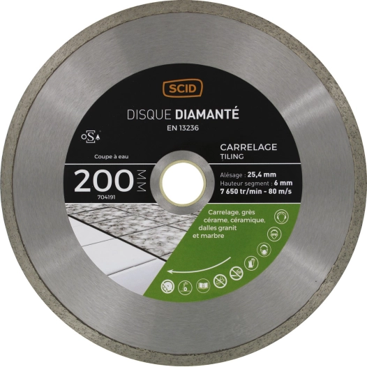 Disque grés cérame et carrelage 200 25,4/22,23