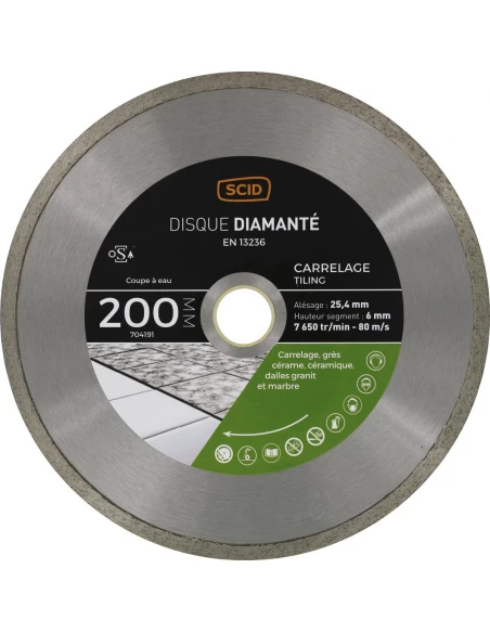 Disque grés cérame et carrelage 200 25,4/22,23