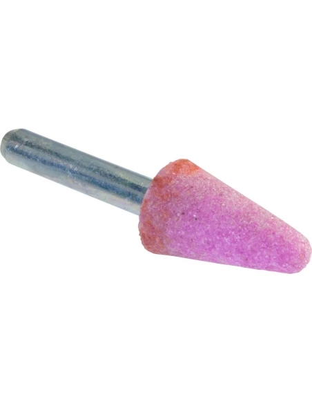 Meule sur tige au corindon rose conique 15 x 25