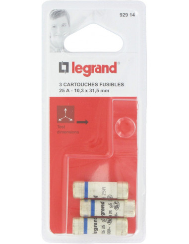 3 Fusibles Legrand 92914 - 10,3 X 31,5 Mm - 25a