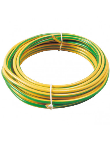 Câble HO7VU V/J 1.5mm2 (5m) Câble électrique monoconducteur rigide pour terre - Dhome