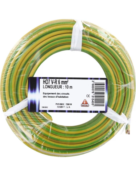 H07 v-r 6 mm² 10 vert / jaune