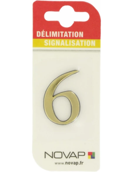 Adhésif plastique en relief coloris or '6'