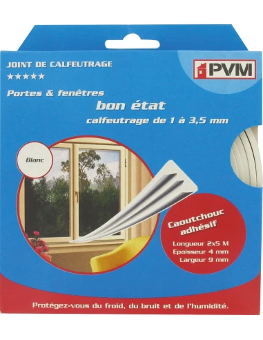 Joint caoutchouc profil e 10m 9mm blanc
