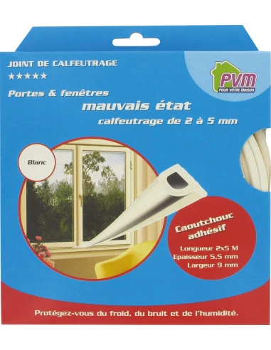 Joint caoutchouc profil p 10m 9mm blanc