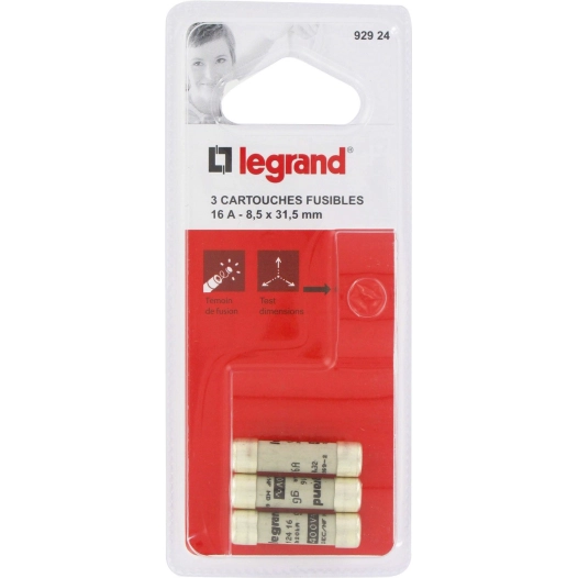 Cartouche domestique à voyant avec témoin de fusion 16 31,5 x 8,5 3