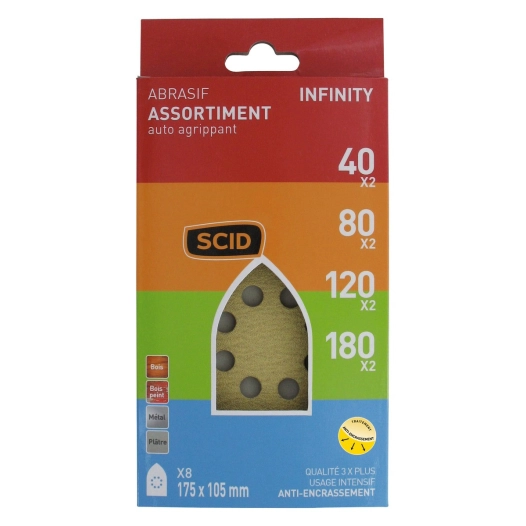 Patin iron auto agrippant 175 x 105 mm 40 x 2 / 80 x 2 / 120 x 2 / 180 x 2 8