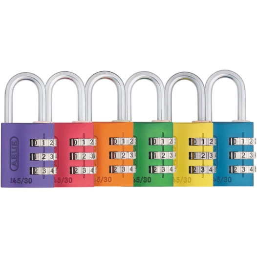 Cadenas à Chiffres Alu 30mm Coloris Raimbow assorti sous Blister - ABUS