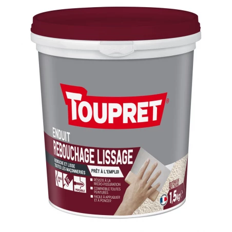 Enduit de Rebouch-lissage extérieur 1.5kg poudre - TOUPRET