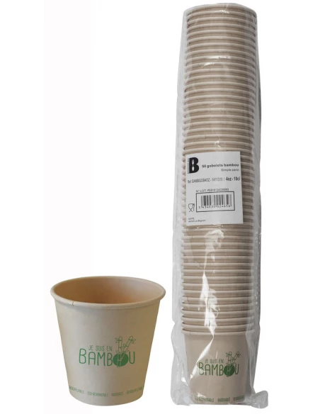 Gobelets X50 Bambou 40z 10cl - PUBLI EMBAL