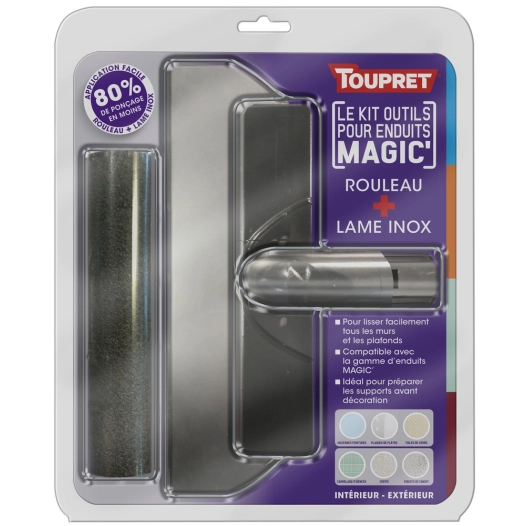 Kit Outils Magic' Lisser TOUPRET | Rouleau à Enduire & Lame Inox