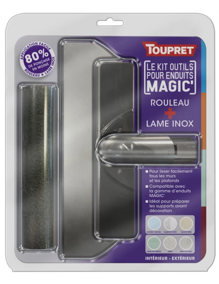 Kit Outils Magic' Lisser TOUPRET | Rouleau à Enduire & Lame Inox