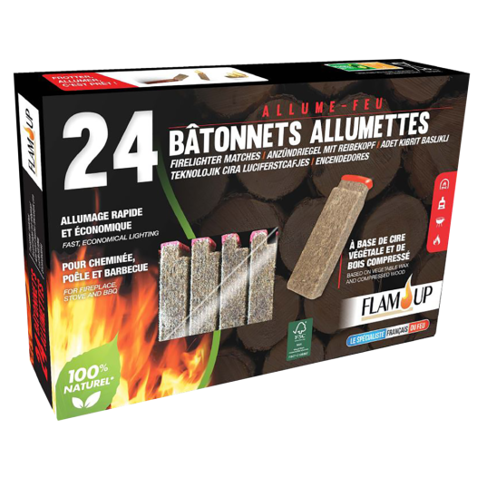 Allume Feu 100% Nat 24 Batonnets - FLAM UP