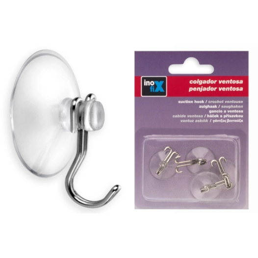 Support Ventouse Chrome 22mm (BLISTER 4 Unites) Inofix