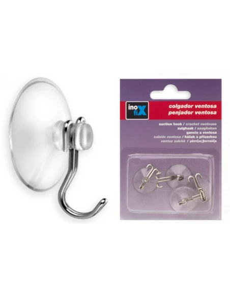 Support Ventouse Chrome 22mm (BLISTER 4 Unites) Inofix