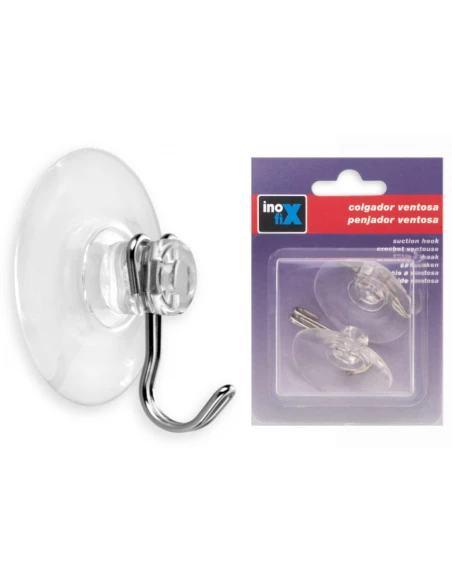 Crochet Ventousex2 Diam 45mm Chrome - INOFIX