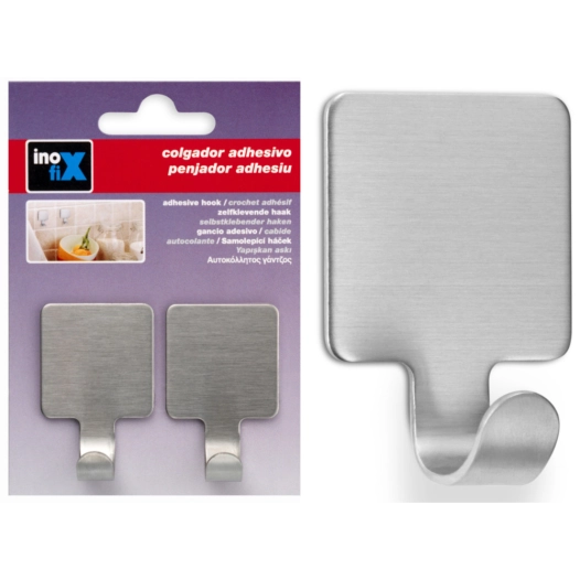 Support Mural Adhesif Crochet Inox (BLISTER 2 Unites) Inofix