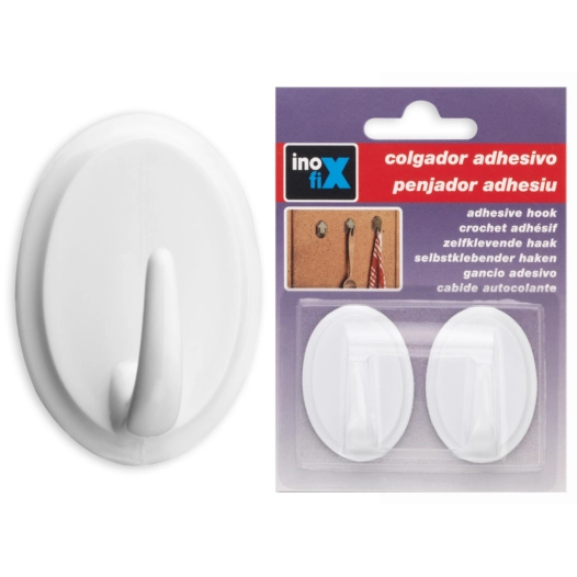 Porte-Manteau Adhesif Rond Blanc (BLISTER 2 Unites) Inofix