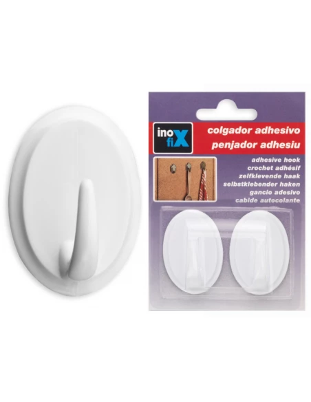 Porte-Manteau Adhesif Rond Blanc (BLISTER 2 Unites) Inofix