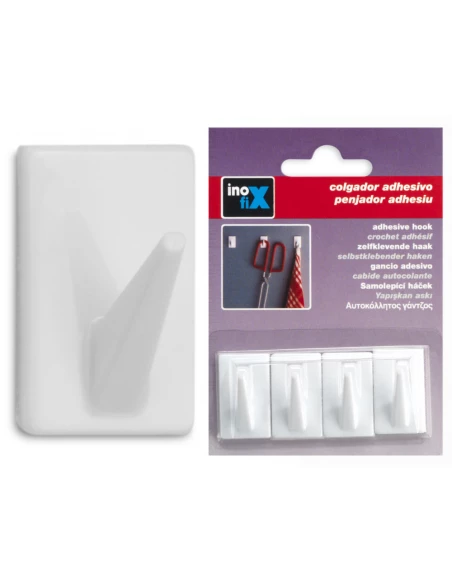 Patere Adhesive Classique Blanche (BLISTER 4 Unites) Inofix