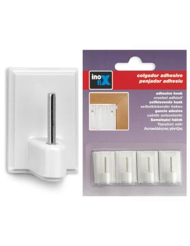 Support Adhesif Blanc Pour tringle de Voilages (BLISTER 4 Unites) Inofix